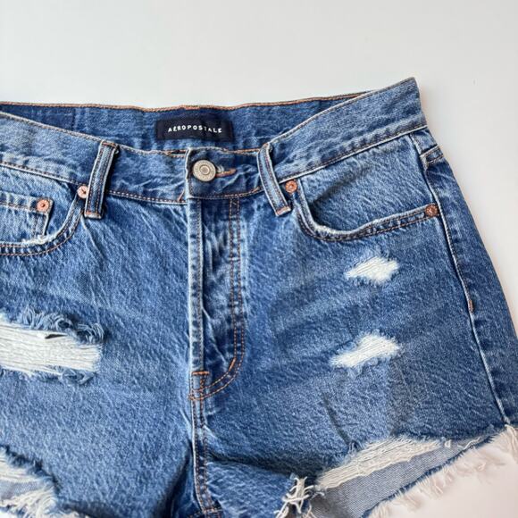 Aeropostale Slouchy Boyfriend Mid Waist Distressed Cotton Denim Shorts sz 2 - Picture 6 of 12